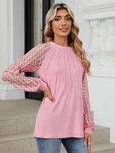 Load image into Gallery viewer, Round Neck Lace Long Sleeve Top