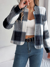Load image into Gallery viewer, Plaid Open Front Long Sleeve Jacket