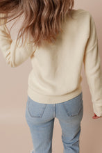Load image into Gallery viewer, Crochet Flower Round Neck Dropped Shoulder Sweater