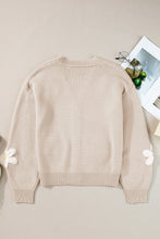 Load image into Gallery viewer, Flower Dropped Shoulder Long Sleeve Cardigan