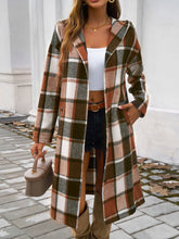 Load image into Gallery viewer, Plaid Long Sleeve Hooded Coat