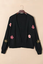 Load image into Gallery viewer, Floral Applique Drop Shoulder Open Front Cardigan