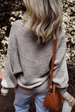 Load image into Gallery viewer, Textured Striped Round Neck Long Sleeve Top