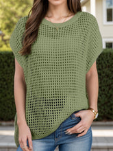 Load image into Gallery viewer, Openwork Round Neck Short Sleeve Cover-Up