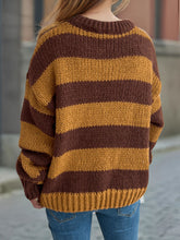 Load image into Gallery viewer, Contrast Striped Round Neck Long Sleeve Sweater
