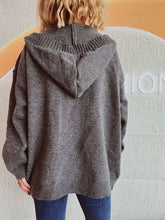 Load image into Gallery viewer, Dropped Shoulder Long Sleeve Hooded Cardigan