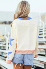 Load image into Gallery viewer, Star Contrast Round Neck Long Sleeve Sweatshirt