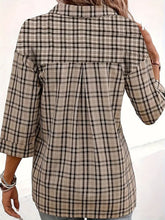 Load image into Gallery viewer, Plaid Johhny Collar Three-Quarter Sleeve T-Shirt