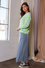 Load image into Gallery viewer, Davi &amp; Dani Two-Tone Ribbed Hem Openwork Knit Top