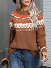 Load image into Gallery viewer, Angel Wings Geometric Round Neck Long Sleeve Sweater
