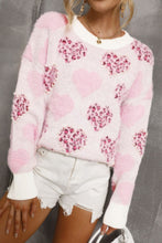 Load image into Gallery viewer, Pearl Detail Heart Round Neck Sweater