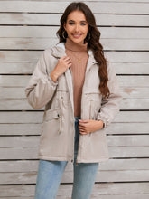 Load image into Gallery viewer, Drawstring Long Sleeve Hooded Jacket