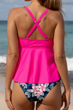 Load image into Gallery viewer, Crisscross Ruffled V-Neck Tankini Set