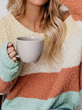 Load image into Gallery viewer, Color Block Round Neck Long Sleeve Sweater