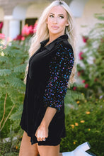Load image into Gallery viewer, Sequin Collared Neck Three-Quarter Sleeve Oversize Shirt