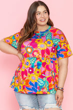Load image into Gallery viewer, Plus Size Printed Round Neck Short Sleeve Top