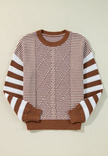 Load image into Gallery viewer, Striped Round Neck Dropped Shoulder Sweater