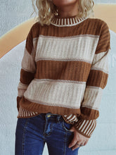 Load image into Gallery viewer, Contrast Round Neck Long Sleeve Sweater