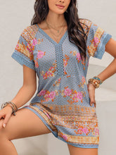 Load image into Gallery viewer, Printed V-Neck Short Sleeve Romper