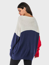 Load image into Gallery viewer, Perfee Contrast V-Neck Long Sleeve Knit Top