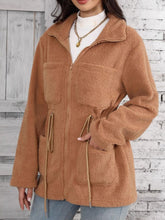 Load image into Gallery viewer, Drawstring Zip Up Long Sleeve Outerwear
