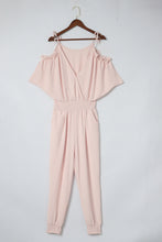 Load image into Gallery viewer, Frill Surplice Cold Shoulder Jumpsuit