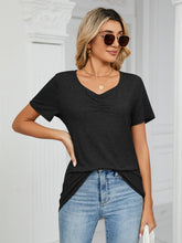 Load image into Gallery viewer, Ruched V-Neck Short Sleeve T-Shirt