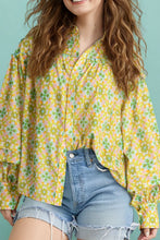 Load image into Gallery viewer, Frill Printed Collared Neck Long Sleeve Blouse