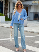 Load image into Gallery viewer, Round Neck Button Up Cardigan with Pockets