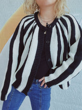 Load image into Gallery viewer, Contrast Stripes Button Down Long Sleeve Cardigan