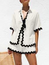 Load image into Gallery viewer, Contrast Trim Half Sleeve Top and Shorts Set
