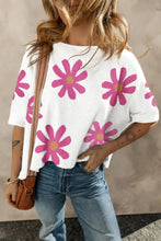 Load image into Gallery viewer, Flower Round Neck Half Sleeve T-Shirt