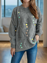 Load image into Gallery viewer, Sequin Mock Neck Long Sleeve Sweater