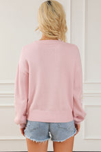 Load image into Gallery viewer, Flower Round Neck Dropped Shoulder Sweater