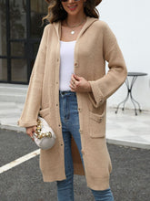 Load image into Gallery viewer, Pocketed Button Up Long Sleeve Hooded Cardigan