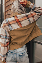 Load image into Gallery viewer, Plaid Corduroy Flap Pockets Button Up Jacket