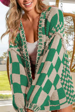Load image into Gallery viewer, Checkered Open Front Long Sleeve Cardigan