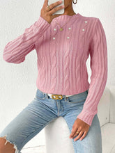 Load image into Gallery viewer, Cable-Knit Round Neck Long Sleeve Sweater
