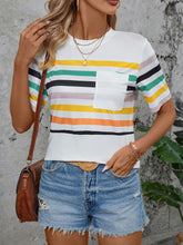 Load image into Gallery viewer, Striped Round Neck Short Sleeve T-Shirt