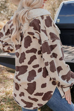 Load image into Gallery viewer, Cow Print Button Up Corduroy Shacket