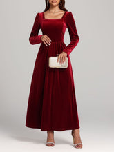 Load image into Gallery viewer, Velvet Square Neck Long Sleeve Dress