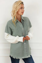 Load image into Gallery viewer, Raw Hem Collared Neck Button Up Long Sleeve Jacket