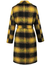 Load image into Gallery viewer, Plaid Tie Waist Long Sleeve Coat