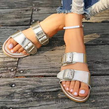 Load image into Gallery viewer, Open Toe Double Buckle Sandals