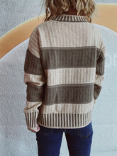 Load image into Gallery viewer, Contrast Round Neck Long Sleeve Sweater
