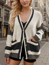 Load image into Gallery viewer, Contrast Button Up Long Sleeve Cardigan