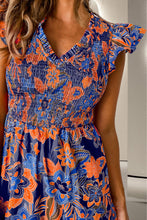 Load image into Gallery viewer, Ruffled Printed Cap Sleeve Dress