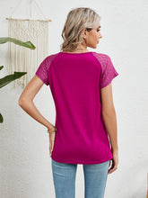 Load image into Gallery viewer, Lace Detail Round Neck Short Sleeve T-Shirt