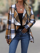 Load image into Gallery viewer, Plaid Open Front Long Sleeve Jacket