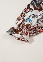 Load image into Gallery viewer, Printed Notched Flounce Sleeve Blouse